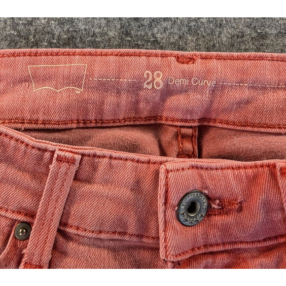 Levi's Jeans 28 Demi Curve Women's Pink Mid-Rise Cotton Denim Pants 24" Inseam - Picture 3 of 13